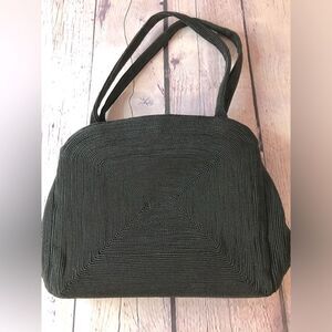 Vintage Coronet Black Corde 40s Gold Hardware Purse Clutch Pocket Accessories